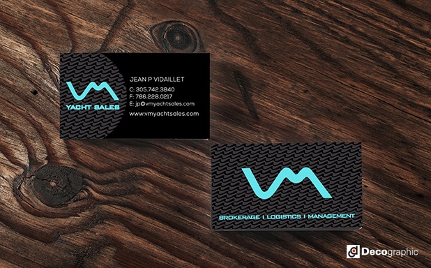 yacht sales decographic business card graphic design